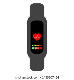 smartwatch fitness tracker with color heart shape sign on screen for heart rate zone monitoring and tracking daily activities, isolated on white background. vector illustration