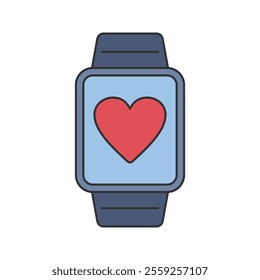 Smartwatch Fitness Tracker Icon Illustration in flat design style. Perfect for fitness-themed designs or projects