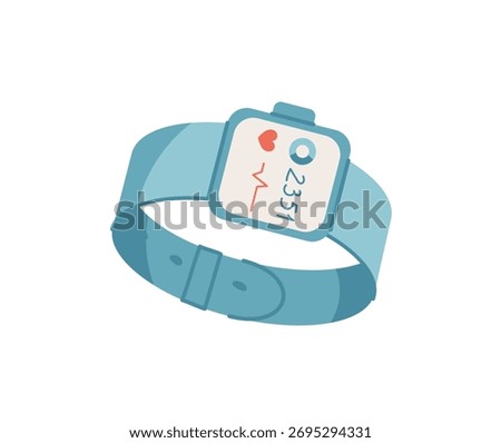 Smartwatch fitness tracker sticker in flat style. Modern smart accessory for health and gym equipment. Ideal for fitness lifestyle, workout, and exercise training routines.