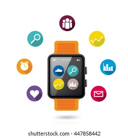 Smartwatch flat design, Vector Illustration