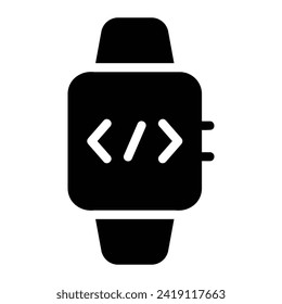 fondo blanco de fondo de icono de glifo de reloj inteligente