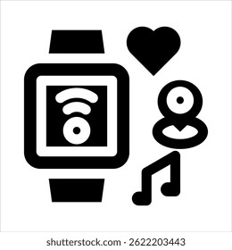 Smartwatch-Glyphensymbol. Einfache Vektorgrafik auf weißem Hintergrund