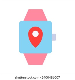 intelligente Uhr mit GPS-Stift, Vektorgrafik auf weißem Hintergrund