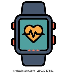 Smartwatch Health Tracker Device Icon for Fitness