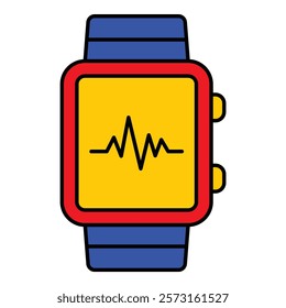 Smartwatch With Health Tracker Flat Icon Isolated On White Background