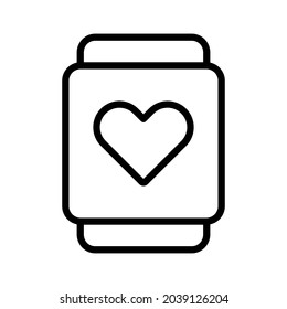 smartwatch heart line icon vector design, editable stroke line icon