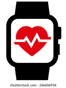 Smartwatch with heart rate icon