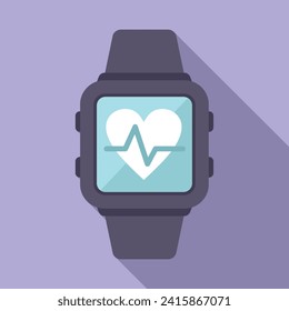 Smartwatch heart rate icon flat vector. Digital sport. Gym training