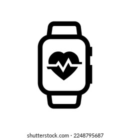 Smartwatch with heart rate icon. vector illustration