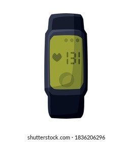 Smartwatch with Heart Rate, Portable Pulse Tracker with Touchscreen, Workout Gadget, Fitness and Sports Equipment Vector Illustration