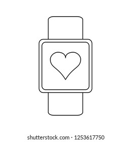 Smartwatch with heart symbol black and white