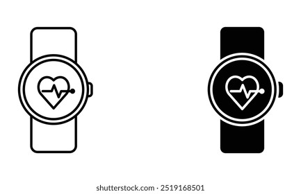 smartwatch with heartbeat pulse, health monitoring on wearable device icon vector