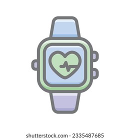 Smartwatch, Heatbeat Vector Awesome Fill Icon