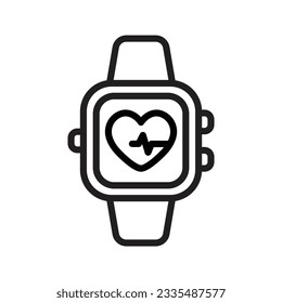 Smartwatch, Heatbeat Vector Line Icon