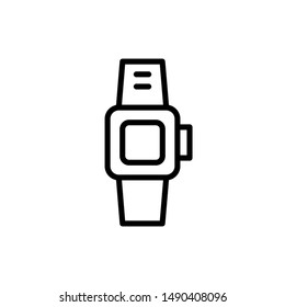 Smartwatch icon Best Logo Design Template Simple , Logo Emblem Isolated Illustration Outline Solid Background White
