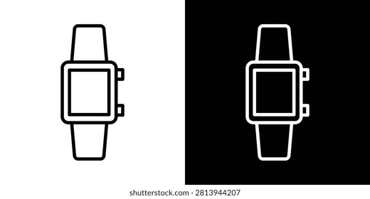 Smartwatch icon in black, best for UI Design.