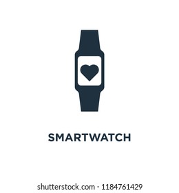 Smartwatch icon. Black filled vector illustration. Smartwatch symbol on white background. Can be used in web and mobile.