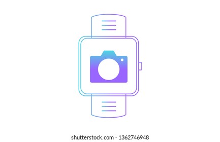 smartwatch icon, smartwatch camera icon. gradient style vector icon