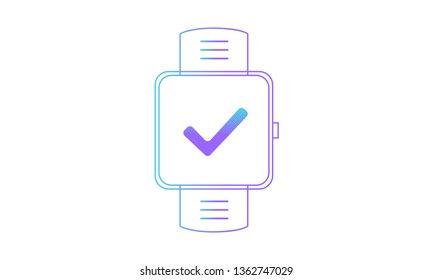 smartwatch icon, smartwatch checkmark icon.gradient style vector icon