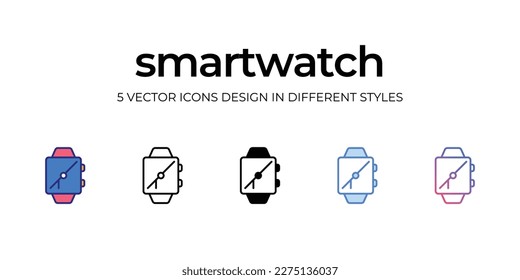 Diseño de iconos de Smartatch en estilo Cinco con Stroke editable. Línea, Sólido, Línea plana, Color de tono Duo y Línea de degradado de color. Adecuado para diseño de páginas Web, aplicaciones móviles, UI, UX y GUI.