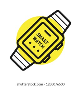 Smartwatch icon. Flat icon style. Stroke outline vector. Isolate on white background.