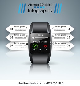 Smartwatch icon. Gadget icon. Abstract 3D digital illustration Infographic.