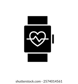 smartwatch icon with heart rate, simple flat style, vector illustration symbol sign logo template pictogram, for ui or ux isolated on white for mobile app, editable	