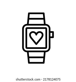 Smartwatch Icon. Line Art Style Design Isolated On White Background
