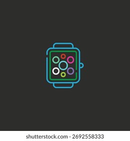 Diseño de Vector plano de logotipo de icono de reloj inteligente