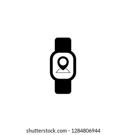 Smartwatch icon and map pin symbol