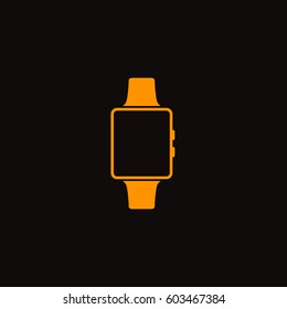 smart-watch icon. Orange icon on black background