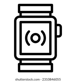 Vector de contorno de icono Smartwatch. Teléfono de aplicación. Pulso de botón