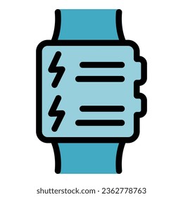 Smartwatch icon outline vector. Run program. Application care color flat