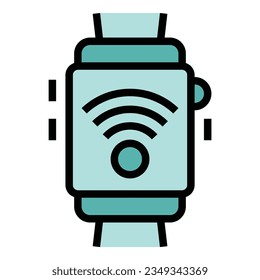 Smartwatch icon outline vector. Sport store. Center shoe color flat