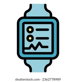 Vector de contorno de icono Smartwatch. Dispositivo de muñeca. Ejecutar color plano del programa