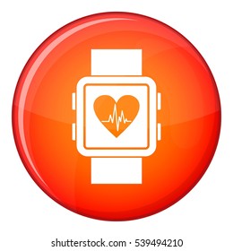 Smartwatch icon in red circle isolated on white background vector illustration