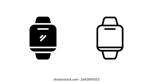 Smartwatch Icon Set. A black icon of a smartwatch, representing wearable tech.