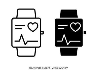 Smartwatch Icon Set Featuring Wearable Digital Electronic Smartwatch Symbols
