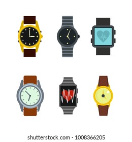 Smartwatch icon set. Flat set of smartwatch vector icons for web design isolated on white background