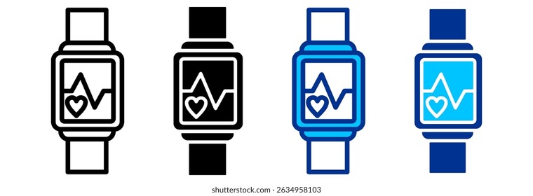 Smartwatch Icon Set Multiple Style Vector Illustration