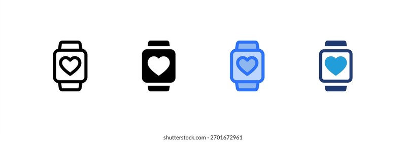 Conjunto de iconos de reloj inteligente colección de estilos múltiples. Ilustración vectorial.