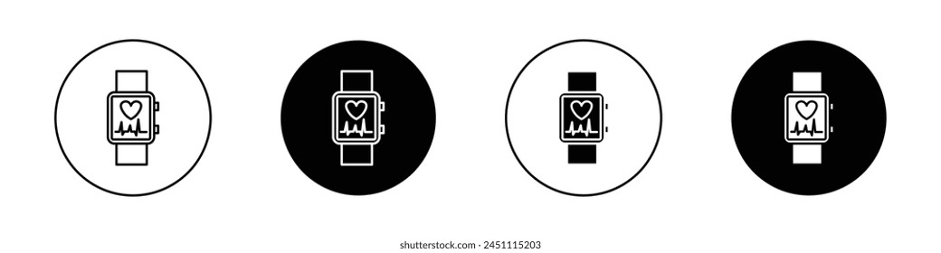 Smartwatch-Icon-Set: tragbares digitales elektronisches Smartwatch-Vektorgrafik-Symbol in schwarz gefülltem und umrissenem Stil.