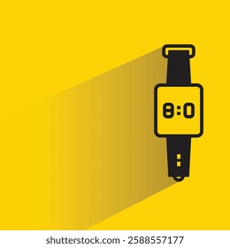 smartwatch icon with shadow on yellow background