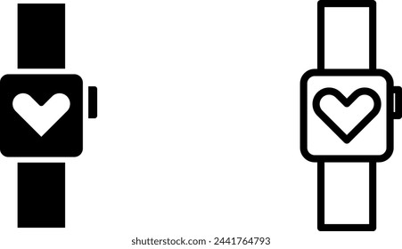 smartwatch icon, sign, or symbol in glyph and line style isolated on transparent background. Vector illustration