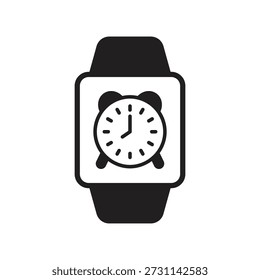 Ícone Smartwatch com símbolo de despertador sólido