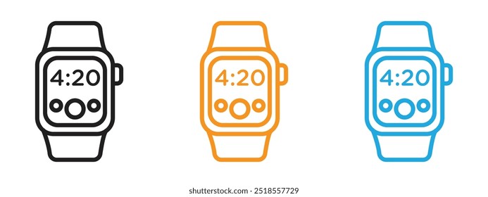 Smartwatch icon Thin line illustration set