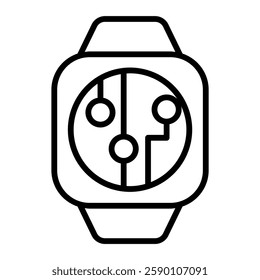 Smartwatch icon in thin line style