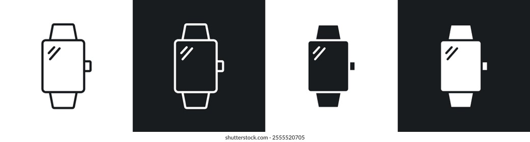 Smartwatch icon vector collection in black and white.