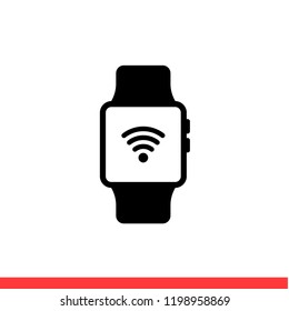 Smartwatch icon vector, device symbol. Simple, flat design for web or mobile app