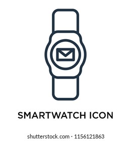Smartwatch icon vector isolated on white background, Smartwatch transparent sign , thin pictogram or outline symbol design in linear style